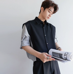 Fake two piece short sleeve shirt