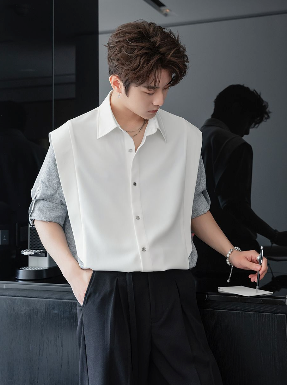 Fake two piece short sleeve shirt