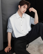 Fake two piece short sleeve shirt