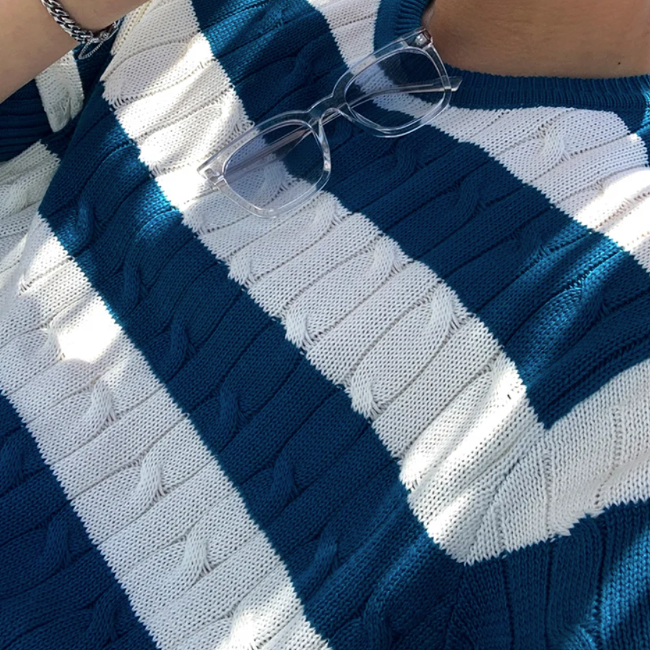 Border knit T-shirt