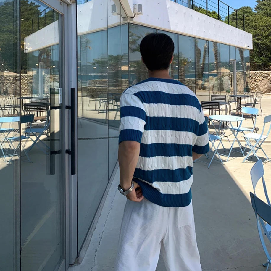 Border knit T-shirt