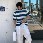 Border knit T-shirt