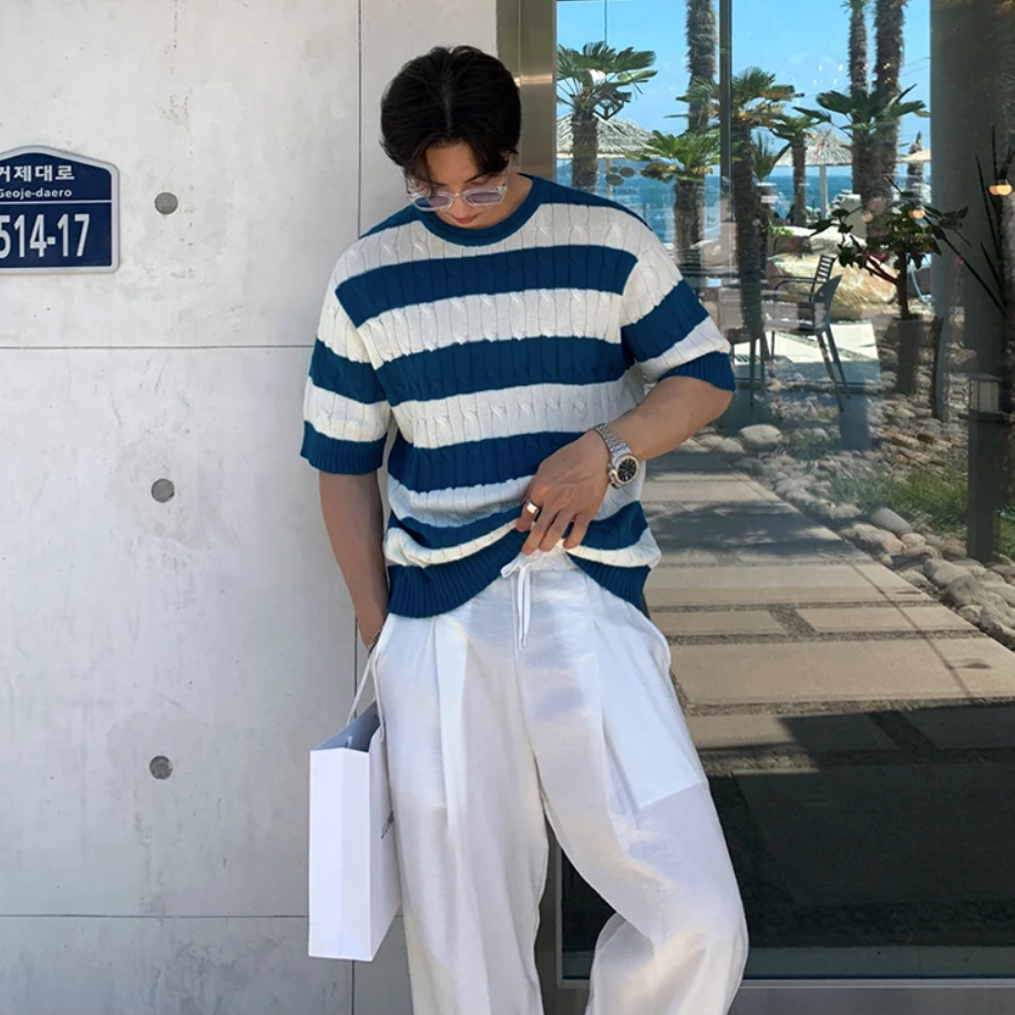 Border knit T-shirt