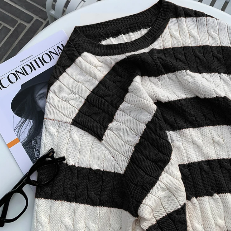 Border knit T-shirt