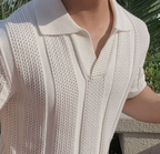 Short sleeve knit polo shirt