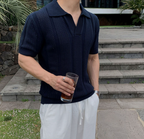 Short sleeve knit polo shirt
