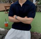 Short sleeve knit polo shirt