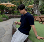 Short sleeve knit polo shirt