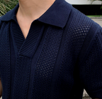 Short sleeve knit polo shirt