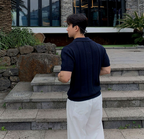 Short sleeve knit polo shirt