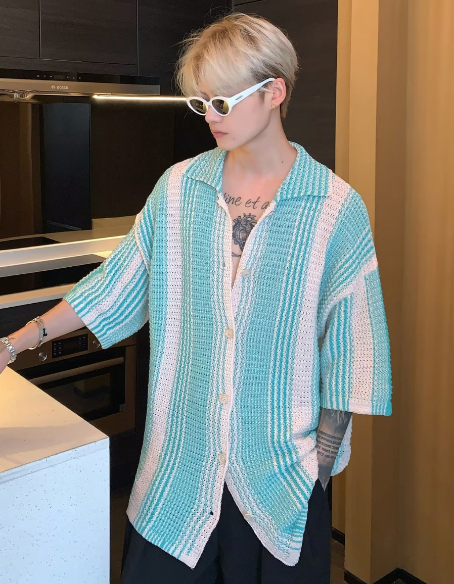 Loose-fit Lapel Knitted Shirt