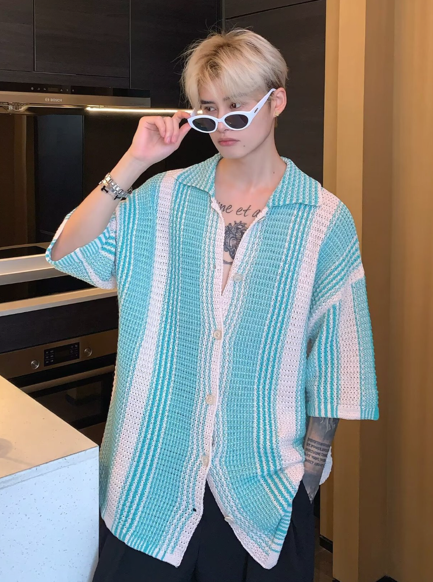 Loose-fit Lapel Knitted Shirt