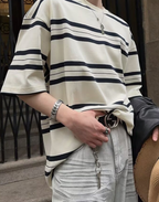 Oversized border short sleeve T-shirt