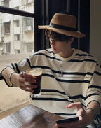 Oversized border short sleeve T-shirt
