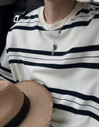 Oversized border short sleeve T-shirt