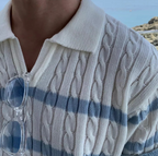 V-neck knit polo shirt