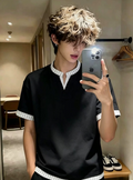 Fake two-piece V-neck T-shirt