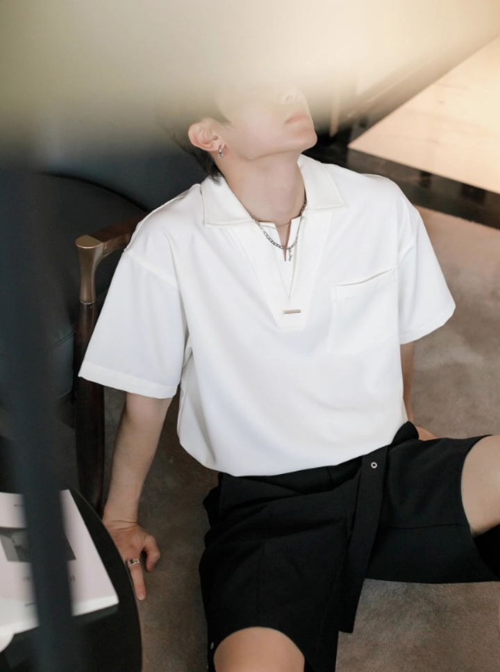 V neck polo shirt