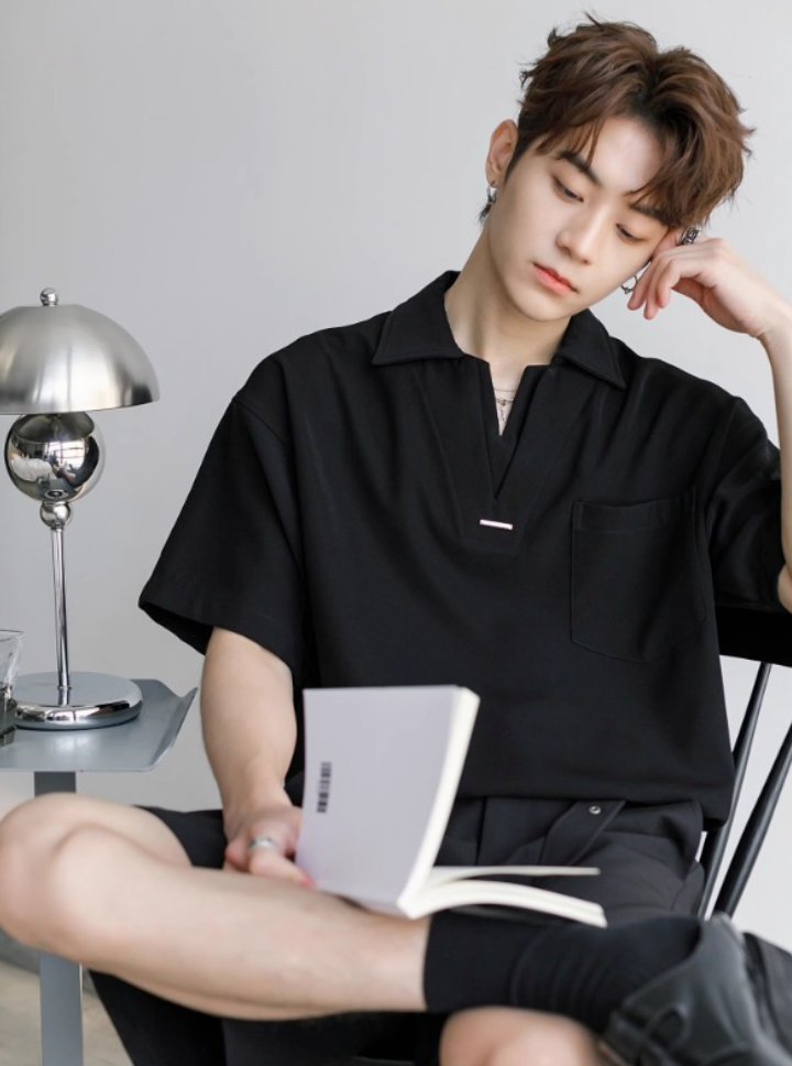 V neck polo shirt