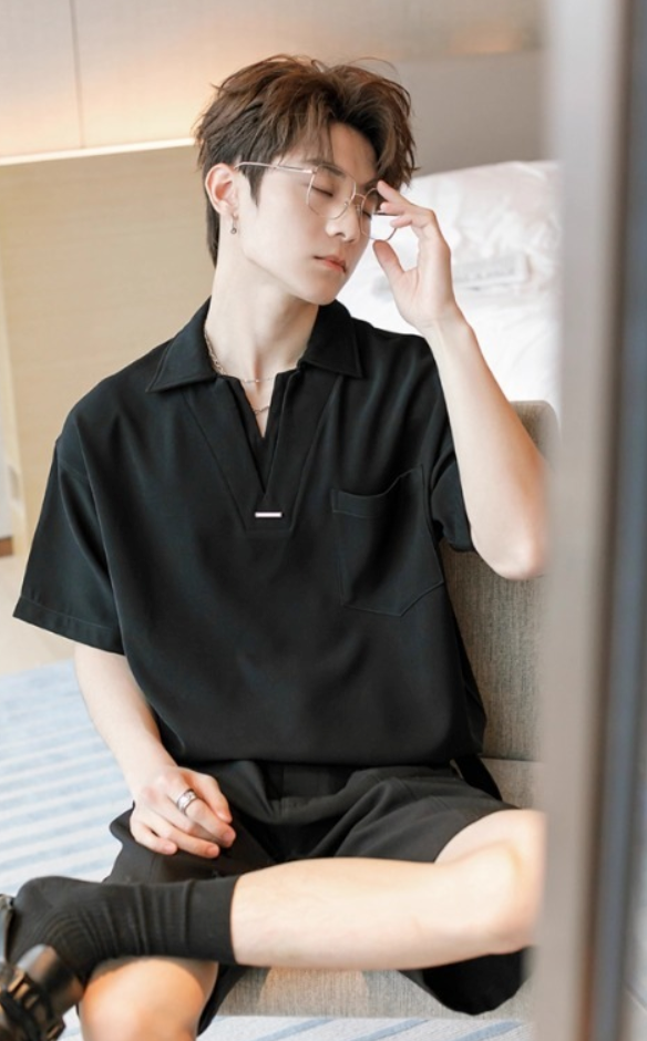 V neck polo shirt