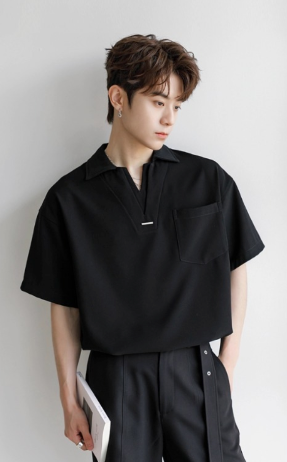V neck polo shirt