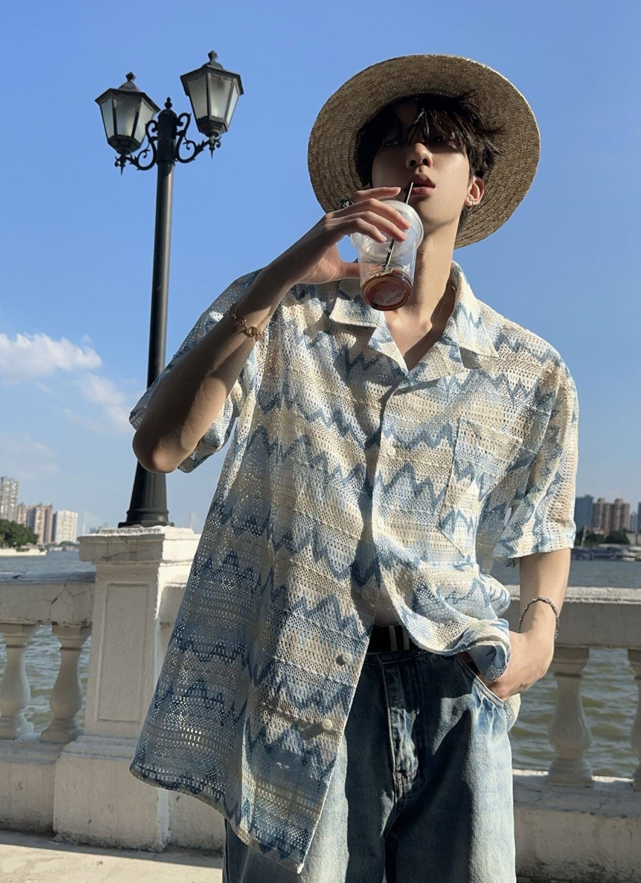 コントラストラペルシャツ メンズ 半袖｜Contrast Color SHIRT