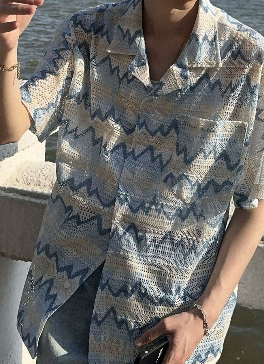 コントラストラペルシャツ メンズ 半袖｜Contrast Color SHIRT
