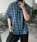 Retro blue plaid shirt