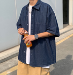 Oversized denim short sleeve jacket