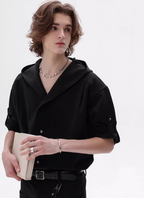 フード付きシャツ メンズ 半袖｜Hooded Short SHIRT