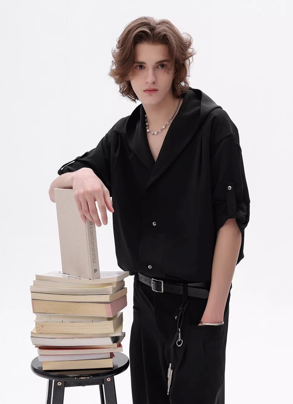 フード付きシャツ メンズ 半袖｜Hooded Short SHIRT