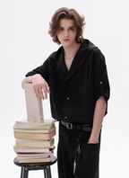 フード付きシャツ メンズ 半袖｜Hooded Short SHIRT
