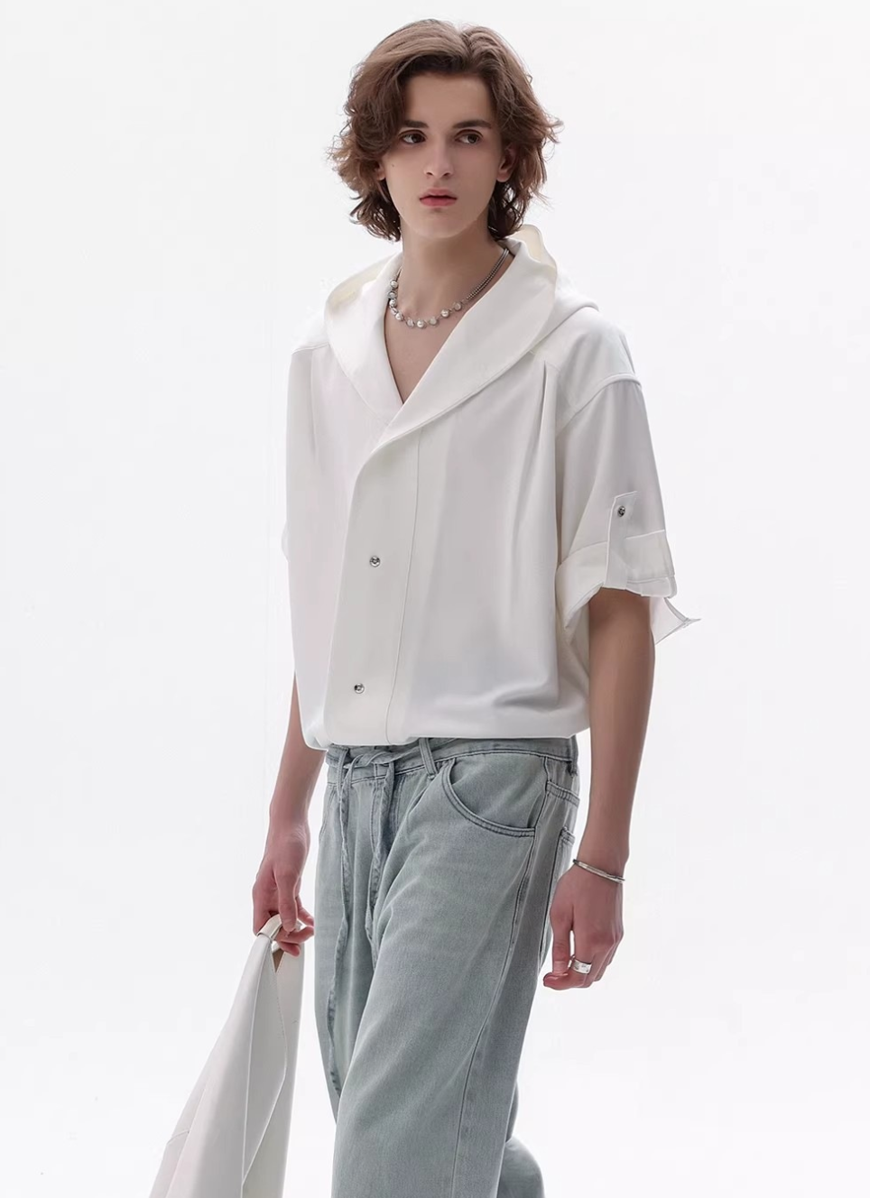 フード付きシャツ メンズ 半袖｜Hooded Short SHIRT