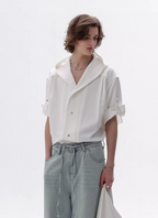 フード付きシャツ メンズ 半袖｜Hooded Short SHIRT