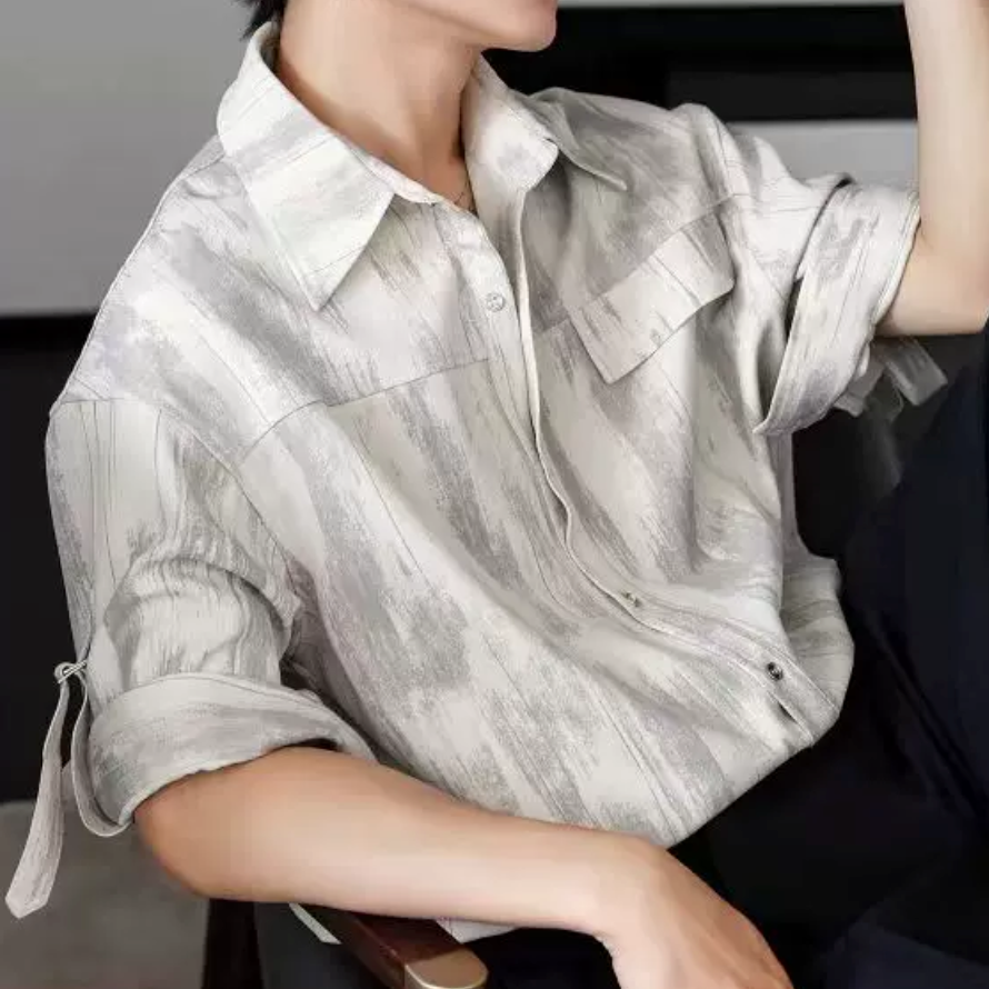 ブラシストロークサテンシャツ メンズ｜Brushstroke Satin SHIRT