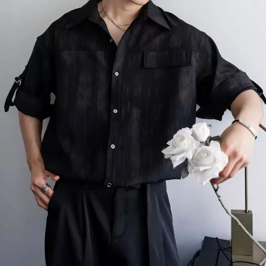 ブラシストロークサテンシャツ メンズ｜Brushstroke Satin SHIRT