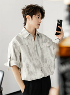 ブラシストロークサテンシャツ メンズ｜Brushstroke Satin SHIRT