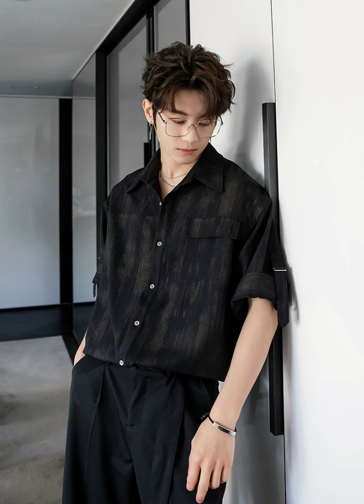 ブラシストロークサテンシャツ メンズ｜Brushstroke Satin SHIRT