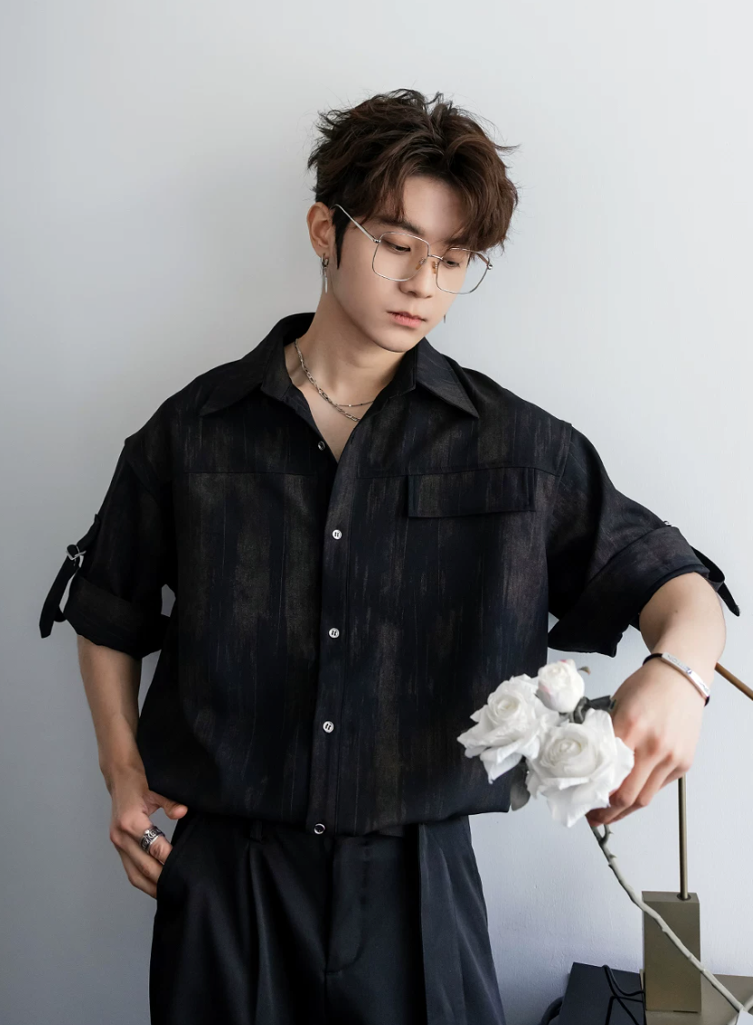 ブラシストロークサテンシャツ メンズ｜Brushstroke Satin SHIRT