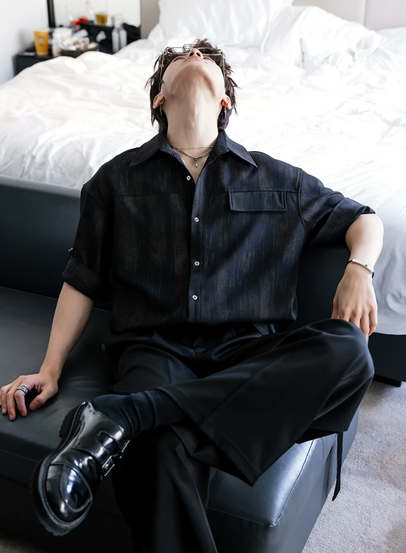 ブラシストロークサテンシャツ メンズ｜Brushstroke Satin SHIRT