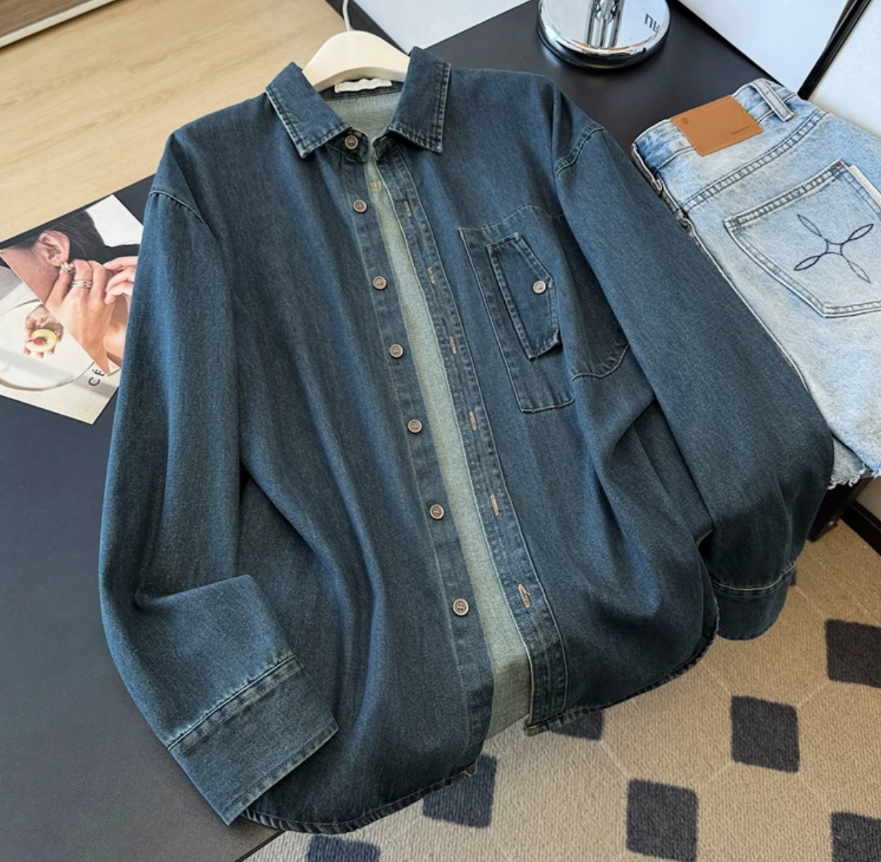 Plain denim shirt