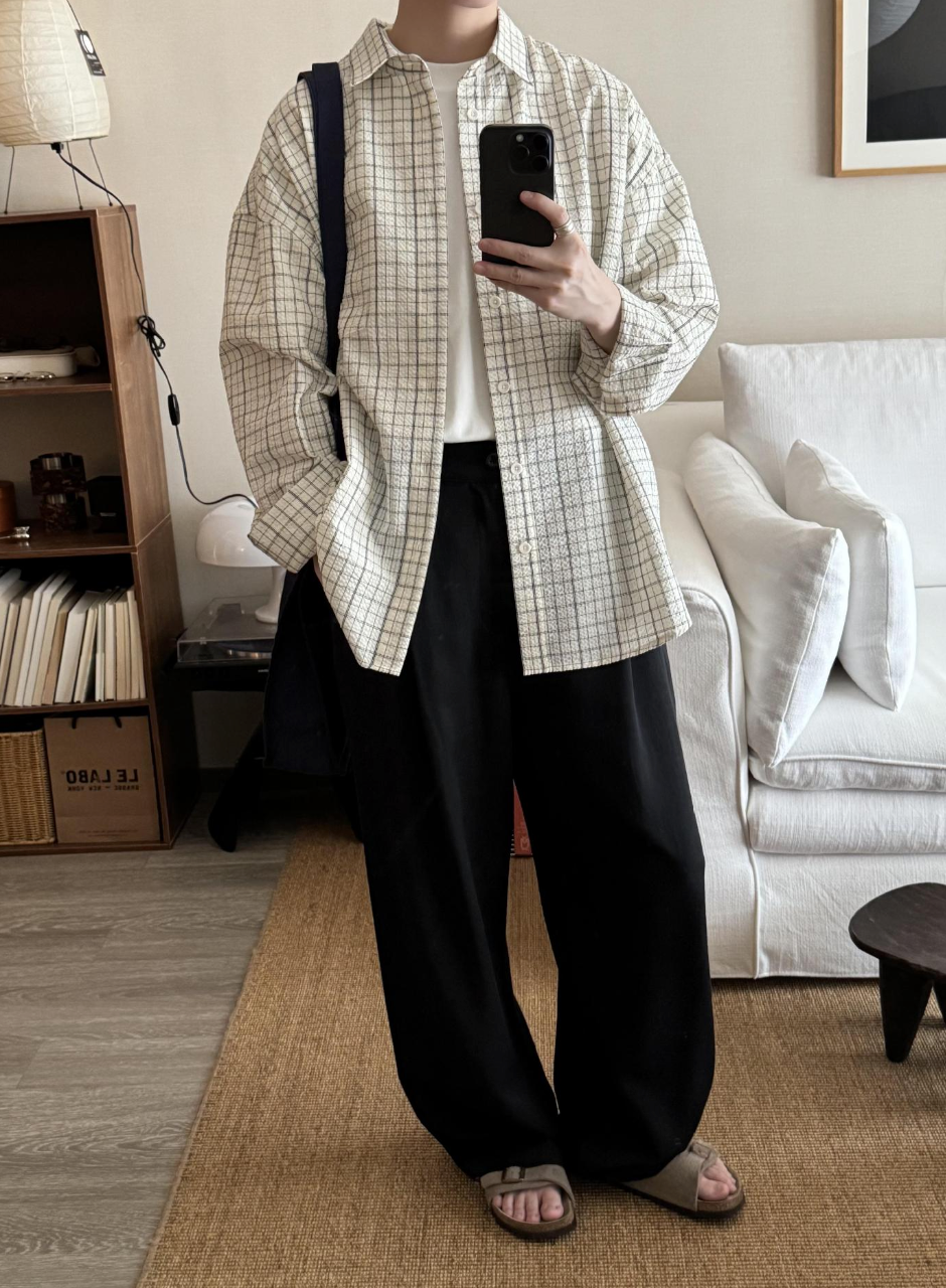 Loosefid check shirt