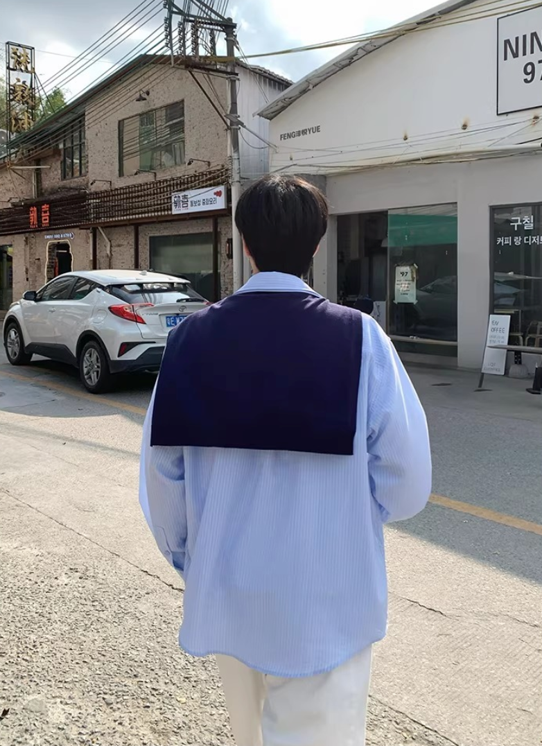 Fake cardigan shirt