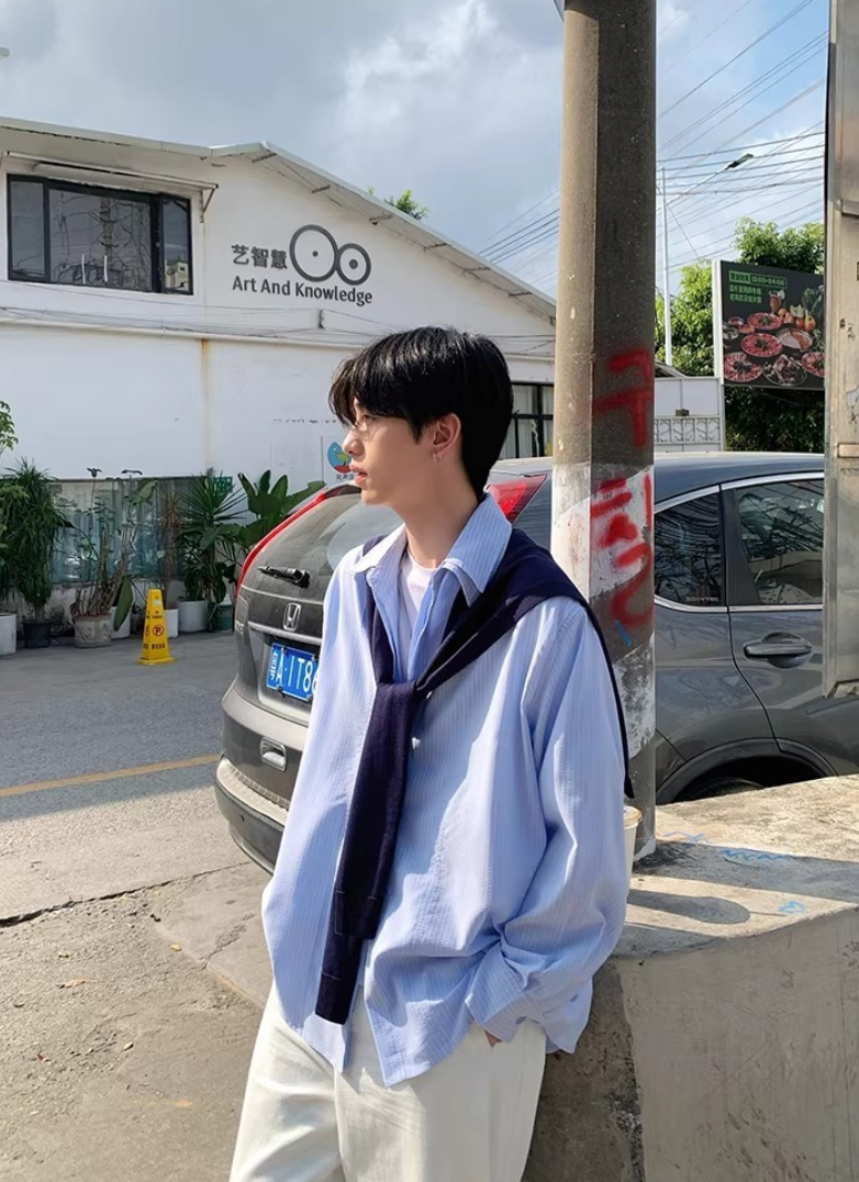 Fake cardigan shirt
