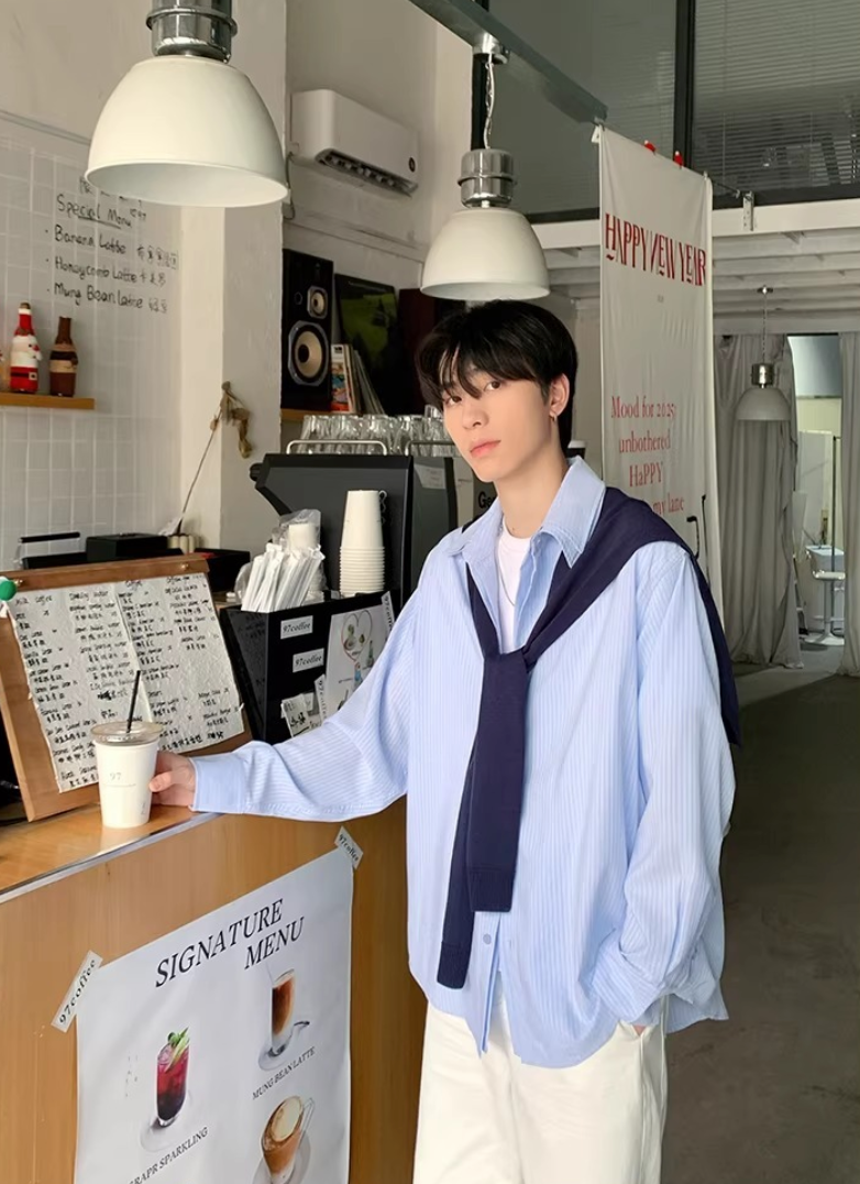 Fake cardigan shirt