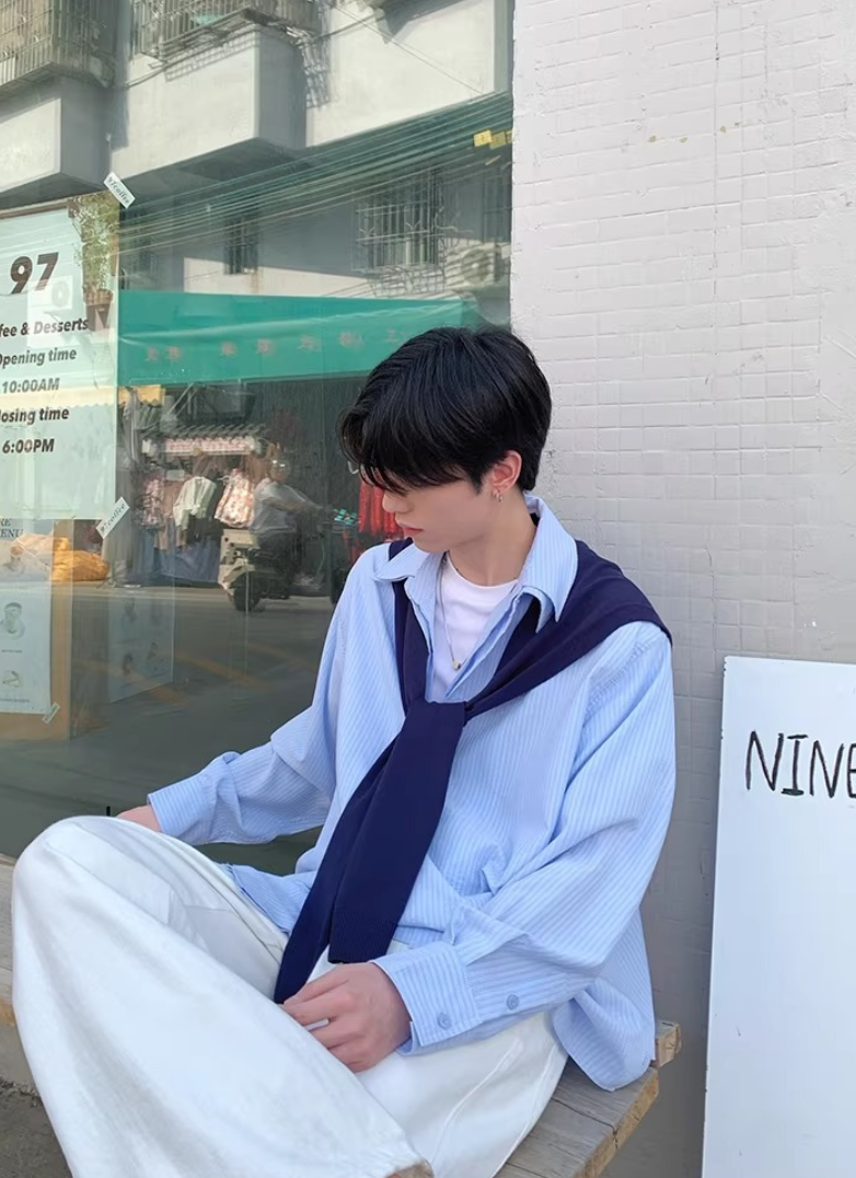 Fake cardigan shirt