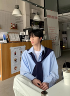 Fake cardigan shirt