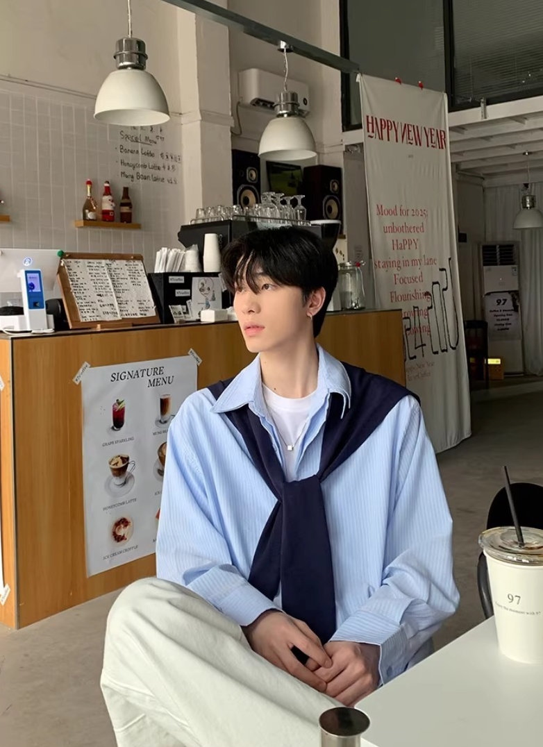 Fake cardigan shirt