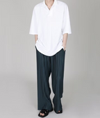 Pleated straight pants