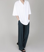 Pleated straight pants